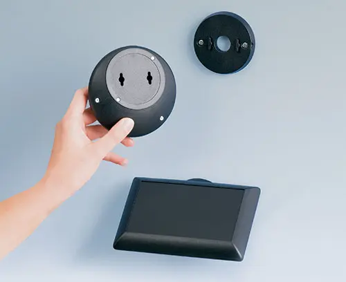 Hidden wall mounting, machining lid/socle necessary