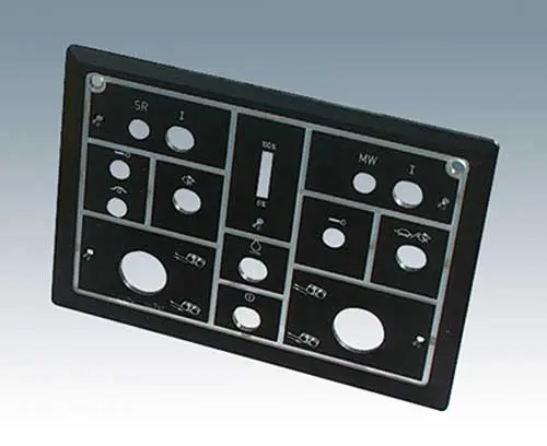 Plexiglass panel lacquered, symbols encraved