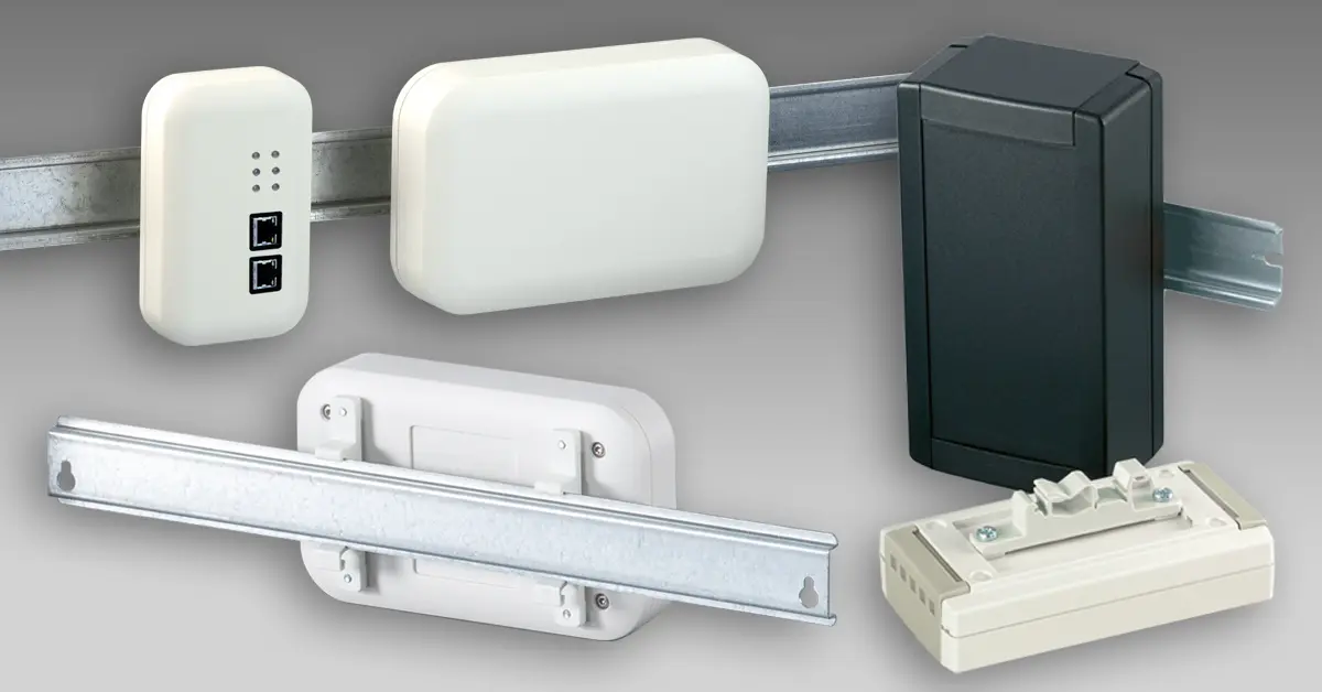 DIN rail holders for plastic enclosures
